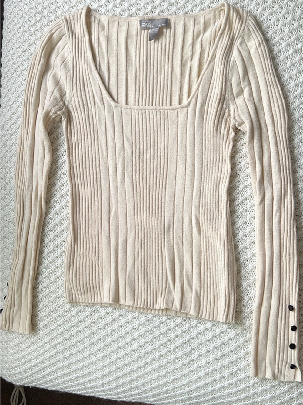 ASOS Ribbed Knit Top in Cream